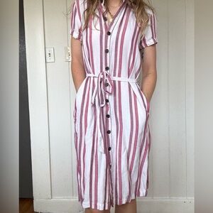 Loft linen button-up dress